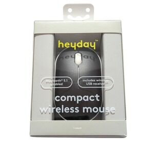 R7N Wireless Mouse Bluetooth 5.1, USB Receiver, 33' Range, Black/White By heyday